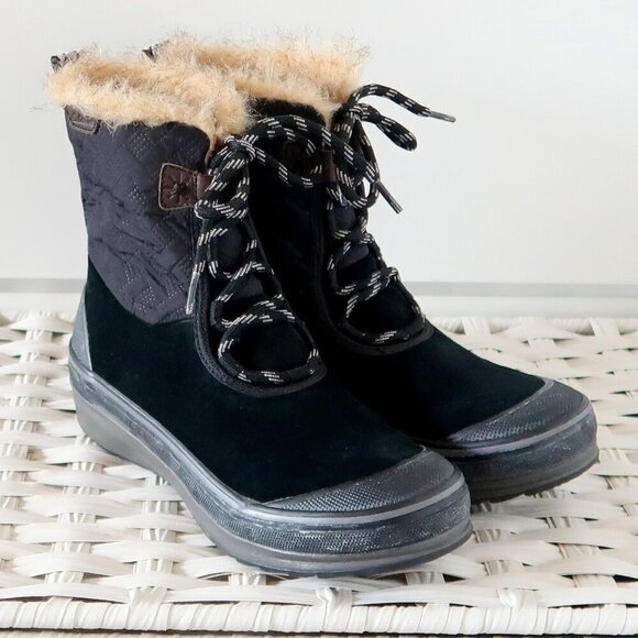 Clarks Suede Leather Nylon Rubber Fur Waterproof Lace-up Winter Rain Boots 7.5 - Picture 15 of 16